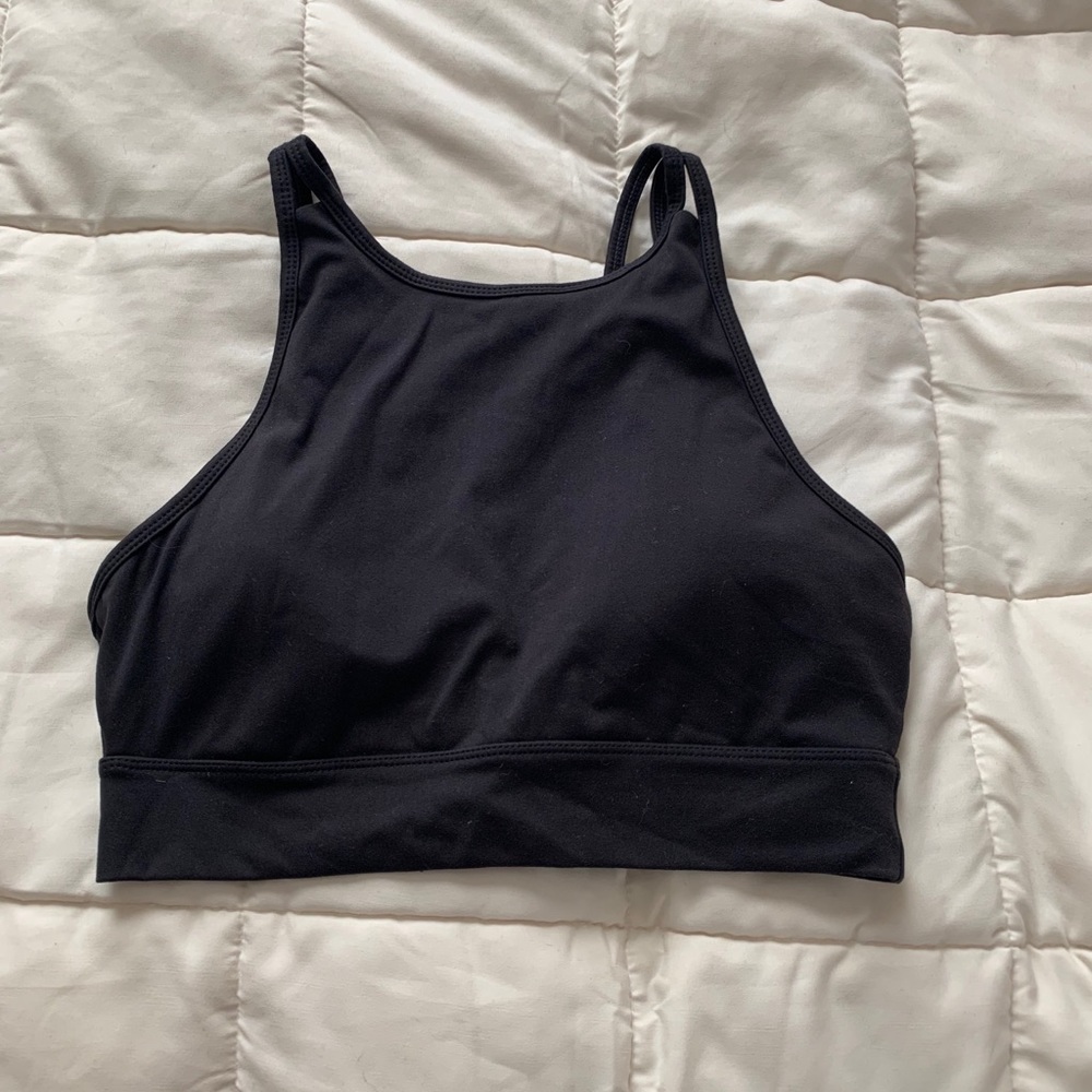 Balance Athletica Black High Neck Strappy Sports Bra